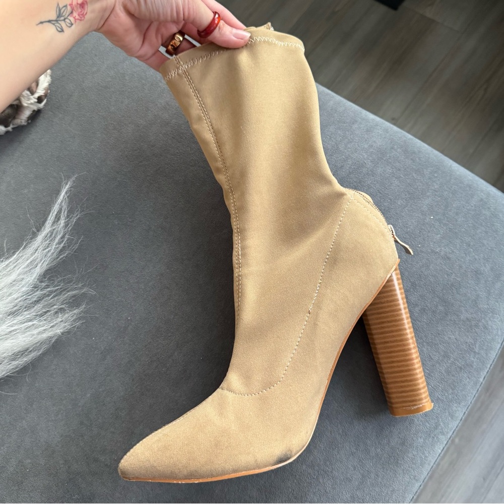 Size 5 above the ankle beige booties!